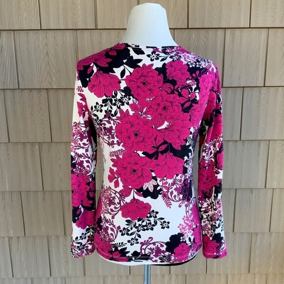 CROFT AND BARROW LADIES MULTI COLORED LS FLORAL TSHIRT TEE TOP SIZE S - Picture 4 of 10